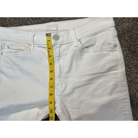 Mother Women’s The Rascal Crop Fray Jeans Size 30 White Stretch Mid Rise Zipper - Picture 10 of 16
